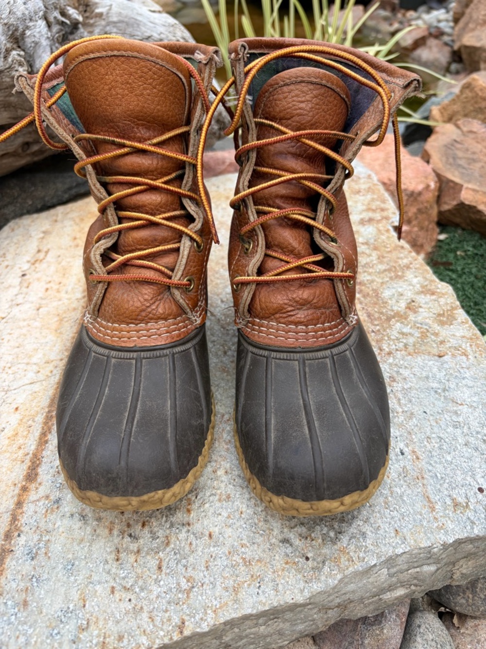 L.L. Bean Duck Boots Womens 6 Brown Leather Rubber Waterproof - Picture 3 of 8